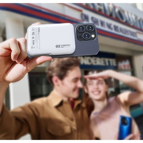 ChoeTech PD20W 5000mAh Magnetisk Power Bank med hvidt stativ