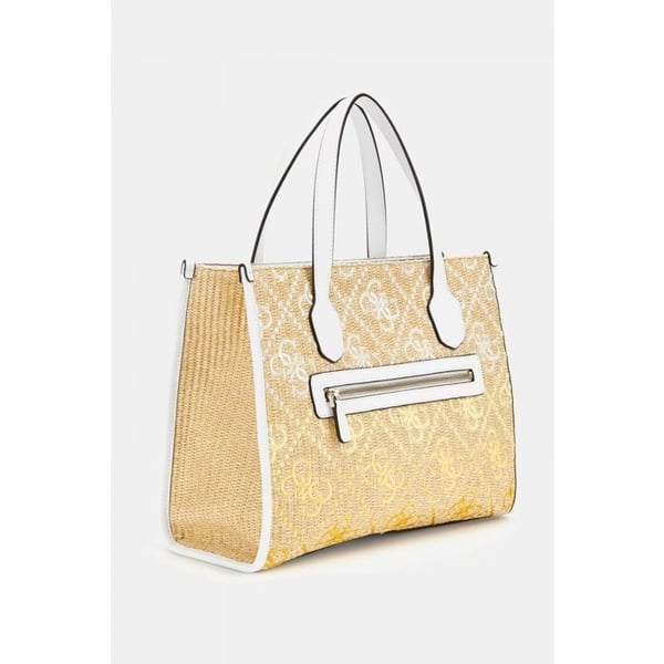 GUESS Beige hvid håndtaske til kvinder - Silvana To rum Tote Cornsilk Logo 300519