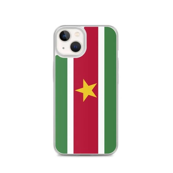 Mobilskal – Surinams flagga – Kompatibel med iPhone 13 – Mjuk fodral – Slitstark och stötresistent – Silikon – Pixelforma