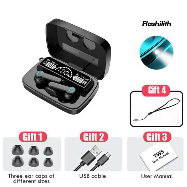 Trådløse Bluetooth 5.1 TWS-hovedtelefoner, ægte sports gaming headset, 9D stereo hovedtelefoner med mikrofon til Iphone, [2C1F0DF]