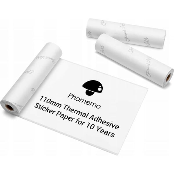 Phomemo 3 ruller af hvidt selvklæbende papir 110 mm til M832 M04 S As / Q22-rms10-107