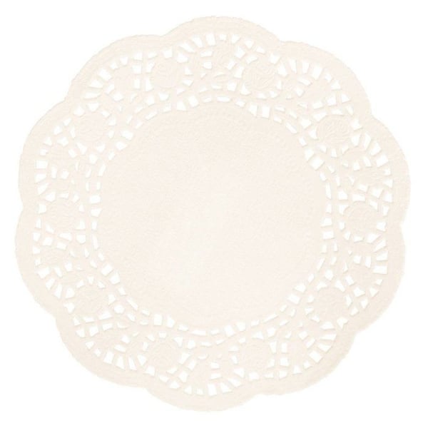 Rund spetskantspapper, 16cm 20st, krämfärgad