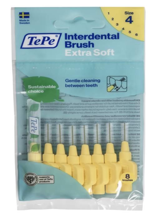 Extra mjuka TePe interdentalborstar - TEPE - Gul 0,7 mm ISO 4 - Skonsam och effektiv rengöring