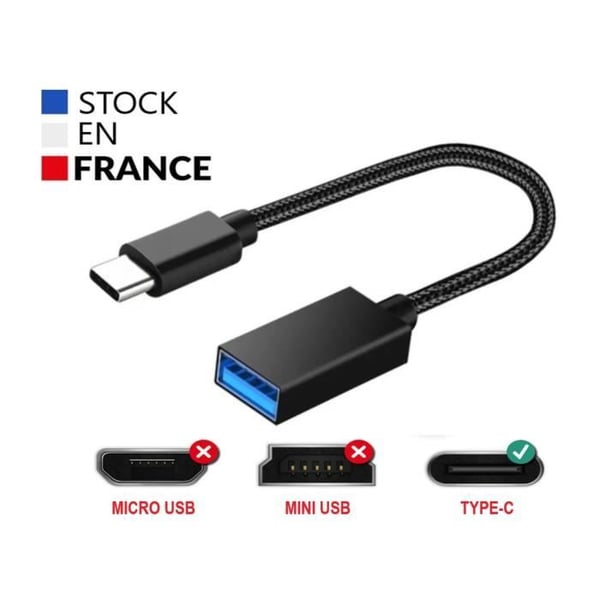 USB-C Adapterkabel - PH26 - OTG - 5 Gbit/s - Flätad Nylon - 75 cm