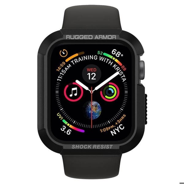 Cover - Spigen - Rugged Armor™ - Silikone - Sort - Apple Watch 44 mm