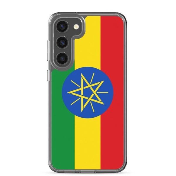 Telefonfodral – Etiopiens flagga – Kompatibel med Samsung Galaxy S23 Ultra – Mjuk fodral – Slitstark och stöttålig – Pixelforma