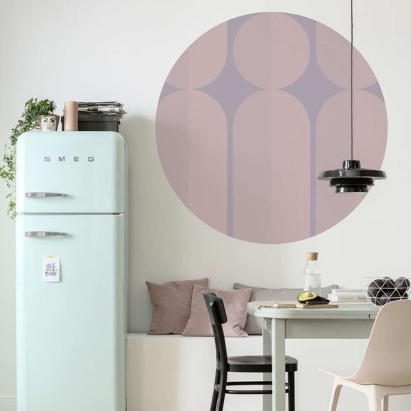 Bauhaus självhäftande rund panoramatapet rosa och lila - Ø 125 cm - 611752