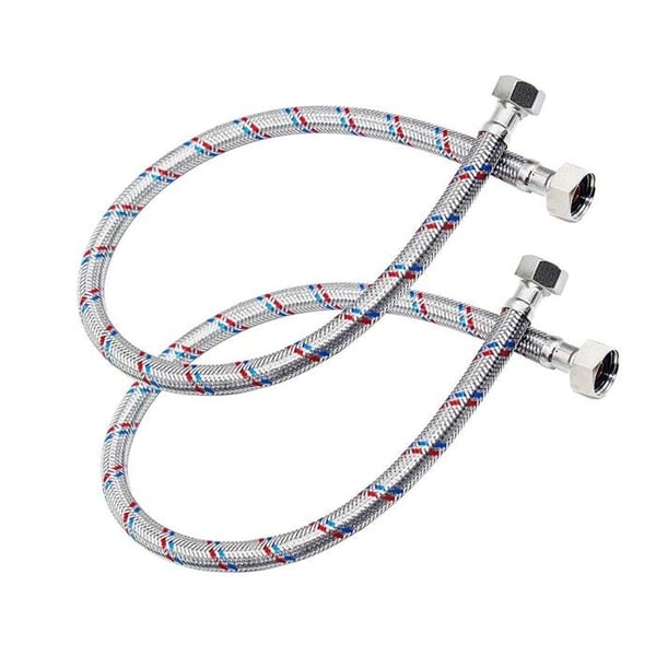 Flexibel flätad slang - AVIZAR - 40 cm F1/2-F1/2 - flätad metall - korrosionsbeständig - kompatibel med varmt/kallt vatten