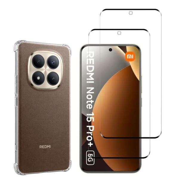 Stötsäker skal för Xiaomi Redmi Note 15 PRO PLUS 5G och 2 härdade glas skydd för skärm Phonillico®