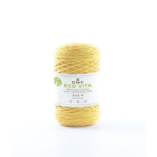 DMC - Återvunnen bomullstråd Eco Vita 4mm 250g Col. 09 gul