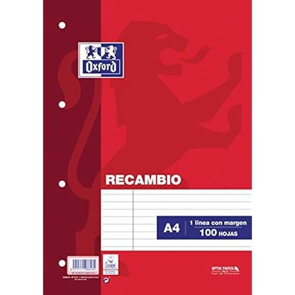 Reservdel - OXFORD - 100430210 - 100 blad A4 - 90 g/m² - Horisontell med marginal