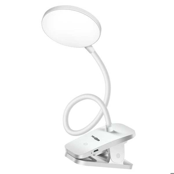 LED-skrivbordslampa - MAX EXCELL - Flexibel 360° - Uppladdningsbar - Klamma - Vit