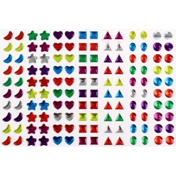 Strassstickers - CTOP - 8 mm - 140 stycken - Blandet färger - Olika former