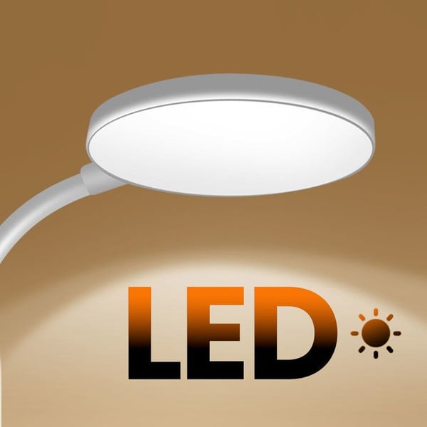 LED-skrivbordslampa - MAX EXCELL - Flexibel 360° - Uppladdningsbar - Klamma - Vit