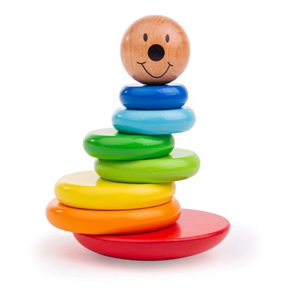 Väckande leksak - Bigjigs Toys - Stapelbar vickande och magnetisk - 12 månader - Färgat trä - Inbyggda magneter