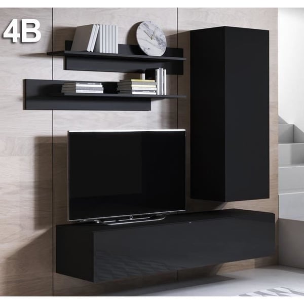 Möbelkombination - Luke - Svart - Vardagsrum - 2 dörrar - Modern design