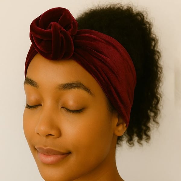 Bandeau Turban - AVIZAR - Bordeaux - Velour Enfärgad - Absolut Komfort - Tidlös Elegans