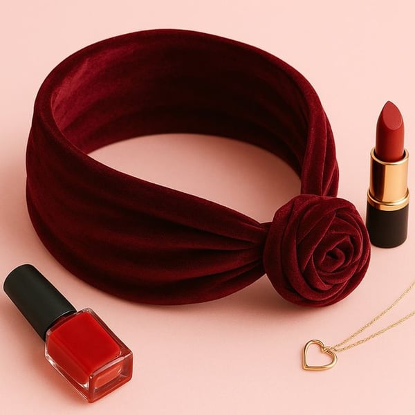 Bandeau Turban - AVIZAR - Bordeaux - Velour Enfärgad - Absolut Komfort - Tidlös Elegans