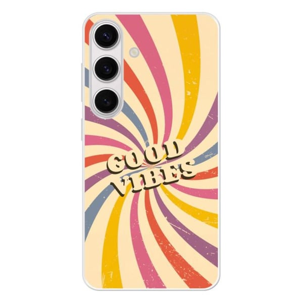 Coque i förstärkt silikon med tryck, kompatibel med Samsung Galaxy S24 Good vibes