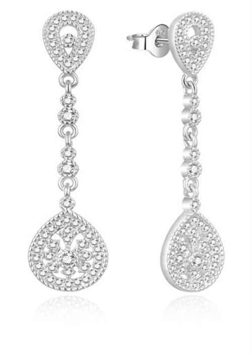 Örhängen - MOISS - E0002556 - Silver 925 - Kubisk zirkon - 3,9 cm