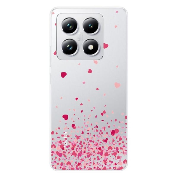 Silikonskal - Kompatibel med Xiaomi 14T 4G - design med rosa hjärtans konfetti