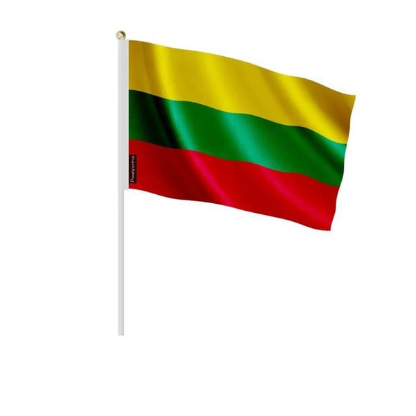 Mini Litauiska flagga – 14 x 21 cm – Att hålla i handen – Polyester – 1 styck – Pixelforma
