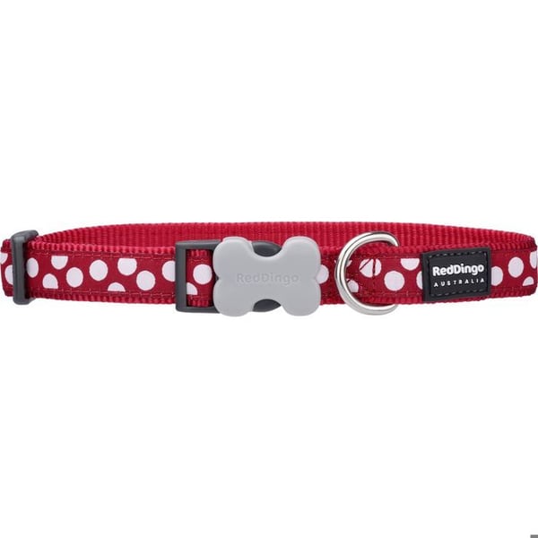 Koppel - CHADOG - 20 till 32 cm - Röd med vita prickar - 12 mm - För hund