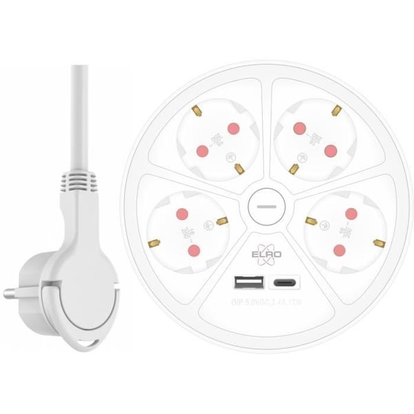 Strömbars - ELRO - ES604 - 4 uttag - USB och USB-C-port - Modern design