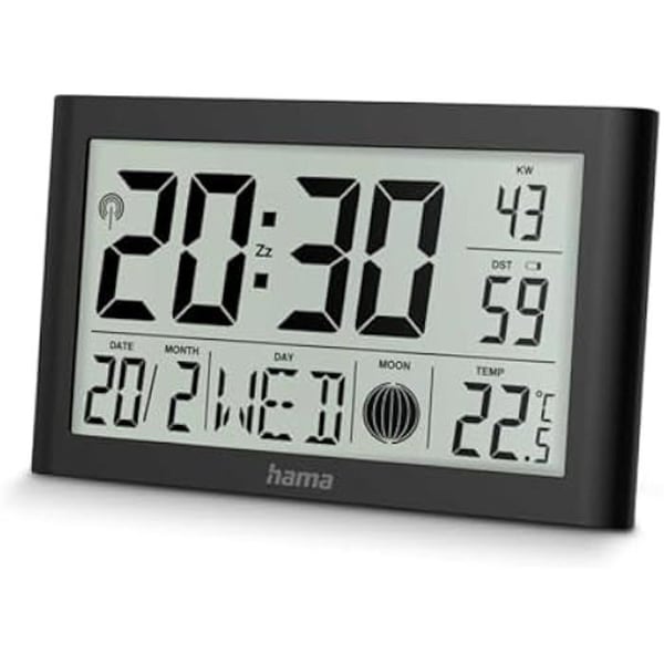 Digital Väckarklocka - HAMA - Martinique - Radiostyrd DCF - Termometer - 2 Alarmar
