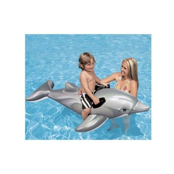 Dolphin uppblåsbar strandmadrass - Blandat - 175 cm - För barn - Grå och svart