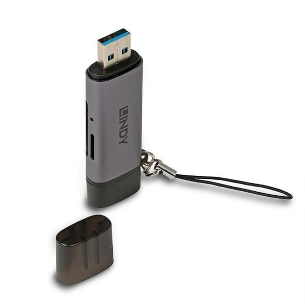 SD/MicroSD-kortläsare - Lindy - USB 3.2 Typ C och A - 5 Gbit/s - Plug & Play - 2 års garanti
