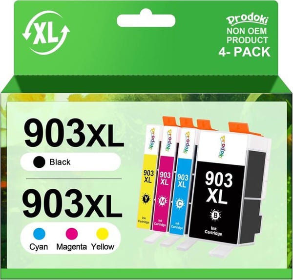Bläckpatroner - HEMMA FIT TRÄNING - 903XL - Paket med 4 - Kompatibel med HP - Hög utskriftskvalitet