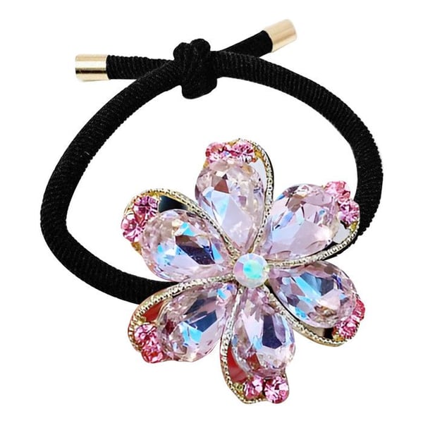 Hårsnodd - AVIZAR - Glänsande Blomma med Strass - Rosa Färg - För Kvinna - Vuxen