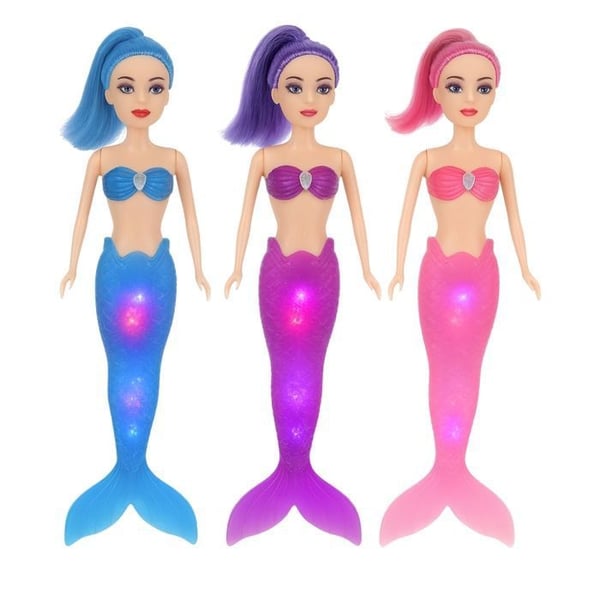 Pack med 3 Ljusande Havsfruer - SHOP-STORY - 29 cm - Flerfärgad LED - Förtrollande Leksak - Blanda Kön