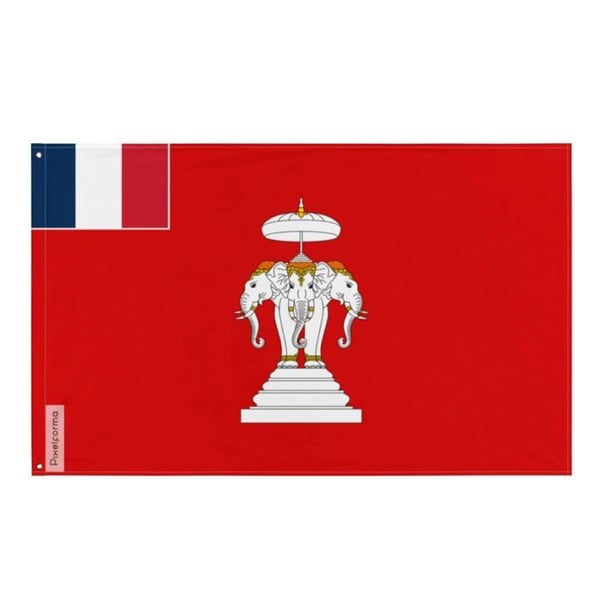 Fransk protectoratsflagga över Laos – 160 x 240 cm – Polyester – Järnöglor – Hållbar