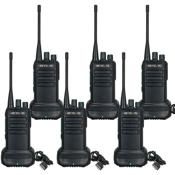 Retevis RB629 Walkie Talkie, PMR446 licensfri tvåvägsradio med trådlös kloningsfunktion, VOX, 16 kanaler (6 st, svart)