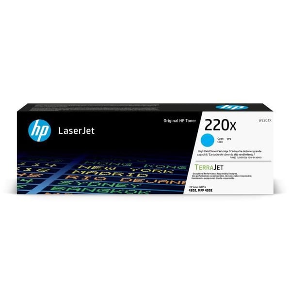 Tonerpatron - HP - 220X - Cyan - Större kapacitet - Kompatibel med LaserJet Pro 4202/4302