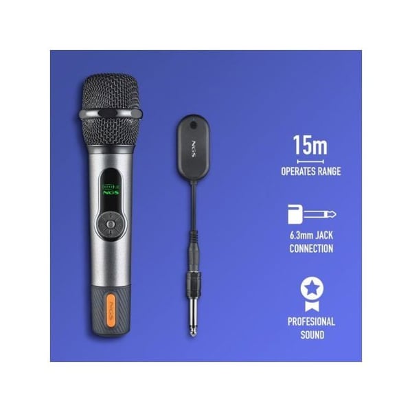 Trådlös NGS-mikrofon 2 4GHz dynamisk med batteri- och dualmottagarskärm
