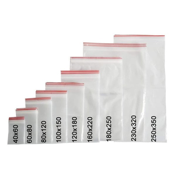 Återförslutbar plastpåse - APLI - 80 x 120 mm - Paket med 100 - PE 50µ