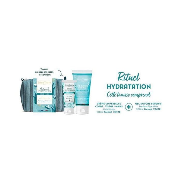 Kit - BEAUTERRA - Hydreringsritual - Duschgel aloe vera 200ml - Universell kräm 100ml - Vegan