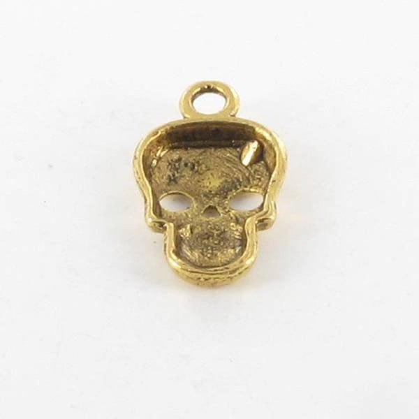 MégaCréa - Metallberlock Dödskalle 16mm Guld (10 stycken)