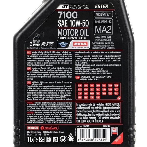 MOTUL 7100 4T 10w50 100% Syntetisk olja