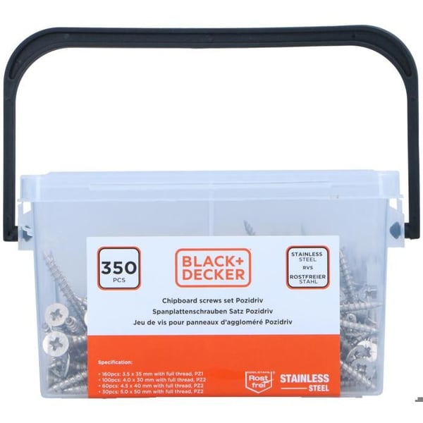 BLACK+DECKER Skruvset 350 st