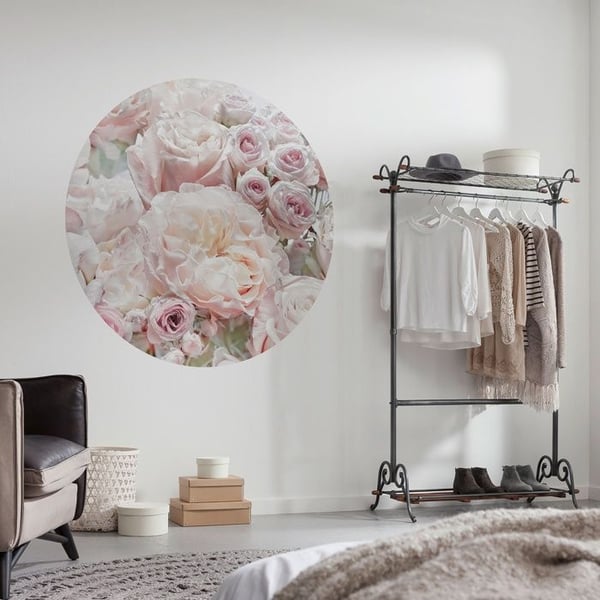 Komar - D1-072 - Dot Round non-woven fototapet och självhäftande Rose och krämmönster 125 cm