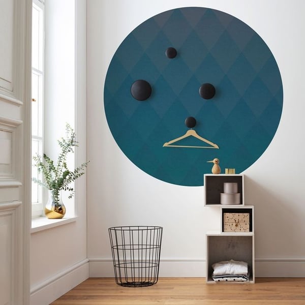 rund panorama självhäftande tapet Trianglar blå - Ø 125 cm - 611754