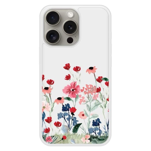 Siliconförstärkt skal med tryck som är kompatibelt med Apple iPhone 15 Pro Våren i blommor
