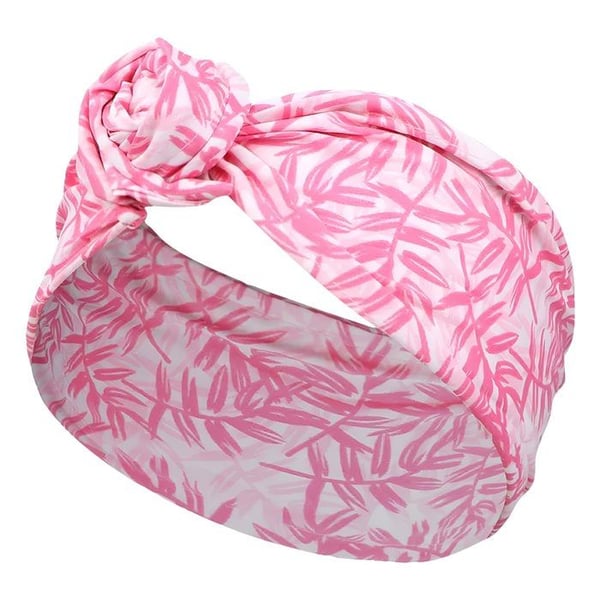 Bandeau Turban - AVIZAR - Tryckt Tropiska Löv - Bomull - Klarröd - Elastisk Komfort
