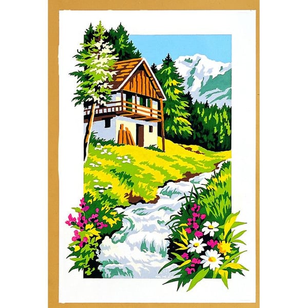 Antik kanvas Chalet och fors 30x40cm - SE928.196