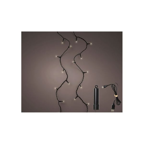 Multifunktionell LED-ljusslinga med batteri 100 LED flerfärgad med svart utomhuskabel 7,4 m