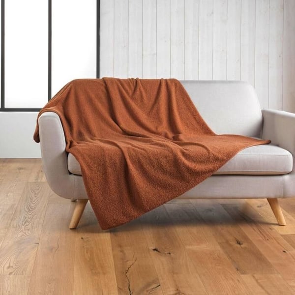 Rutig 180 x 220 cm – Bouclette Enfärgad – Wooly Terrakotta